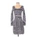 M Missoni Casual Dress - Bodycon Scoop Neck Long sleeves: Gray Chevron/Herringbone Dresses - Women's Size 2
