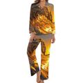 Sea Waves Fashion 2 PCS Womens Pajama Sets Long Sleeve Sleepwear Soft Loungewear Style-6