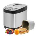 WUEURU Bread Maker,Multifunctional Stainless Steel Horizontal Bread Machine 1-2Lb Automatic Breadmaker for Bread, Jam,Yogurt,Cake with 12 Recipes Digital Bread 3 Loaf Size Maker Kitchen Helper