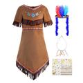 ReliBeauty Girls Native American Costume Kids Indian Costume Dress Outfit with Accessories, 5-6/110
