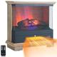 GiantexUK 27”/68cm Electric Fireplace, 3-Sided Fire Heater with 3-Level Flame Effect, Adjustable Temperature, Timer & Overheat Protection, Freestanding Stove Fire Surrounds, 1800-2000W (Natural)