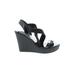 Charles by Charles David Wedges: Black Print Shoes - Women's Size 8 1/2 - Open Toe