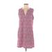 Lands' End Casual Dress - Shift V Neck Sleeveless: Pink Dresses - Women's Size Medium