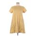 Uniqlo Casual Dress - A-Line Crew Neck Short sleeves: Gold Print Dresses - Women's Size Medium