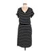 Banana Republic Factory Store Casual Dress - Midi V Neck Short sleeves: Black Print Dresses - Women's Size Medium