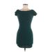 Lovely Day Casual Dress - Bodycon Boatneck Short sleeves: Teal Print Dresses - Women's Size Medium