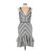 Adelyn Rae Cocktail Dress - Mini Plunge Sleeveless: Black Chevron Dresses - Women's Size Large