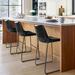 17 Stories Yannet Bar Stools w/ Back, Swivel Barstools Upholstered/Leather/Metal/Faux leather in Black | 2,Counter Stool (25.5" Seat Height) | Wayfair