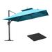 Arlmont & Co. Reto PURPLE LEAF Outdoor 120" Double Top Square Deluxe Umbrella w/ Plate Base in Green/Blue/Navy | 108 H x 120 W x 120 D in | Wayfair