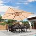 Purple Leaf 108" x 144" Rectangular Cantilever Umbrella w/ Steel Plate Base Metal in Brown | 108 H x 108 W x 144 D in | Wayfair WFGLRRCM0912-NB-TB