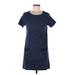 Jack Wills Casual Dress - Shift Scoop Neck Short sleeves: Blue Marled Dresses - Women's Size 6