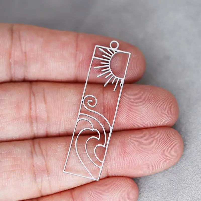 Breloques en forme de nuage de soleil, 3 pièces, pendentif en acier inoxydable 316L, boucles d