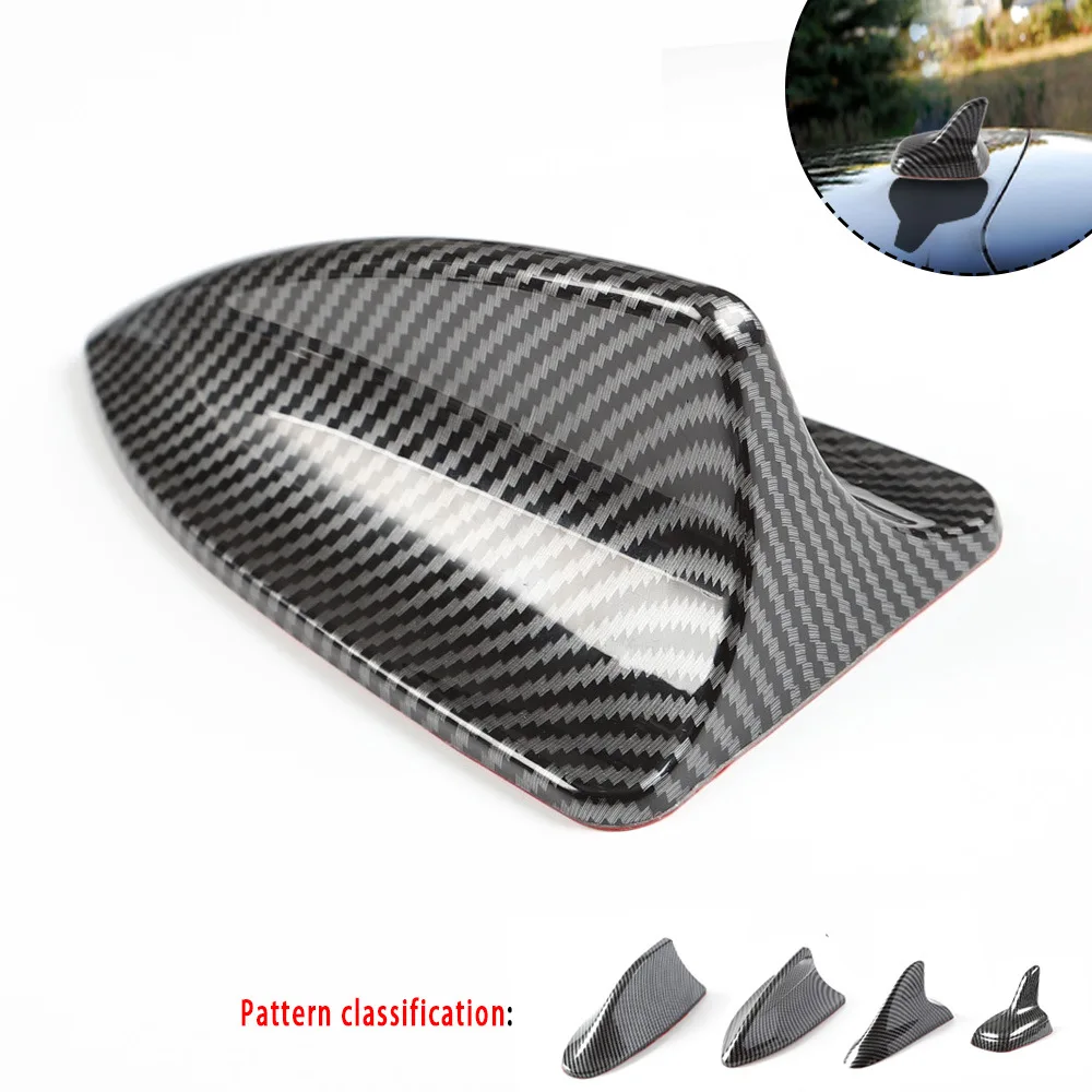 Carbon Faser Auto Shark Fin Antenne Mit Signal Empfang Funktion Auto Muster Backen Fin Schwanz AM/FM Styling antenne Image