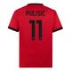 AC Milan Unisex Heimtrikot Replik Stadion, Saison 2023/24, Personalisierbar, T-Shirt, Rot/Schwarz (Pulisic 11), S