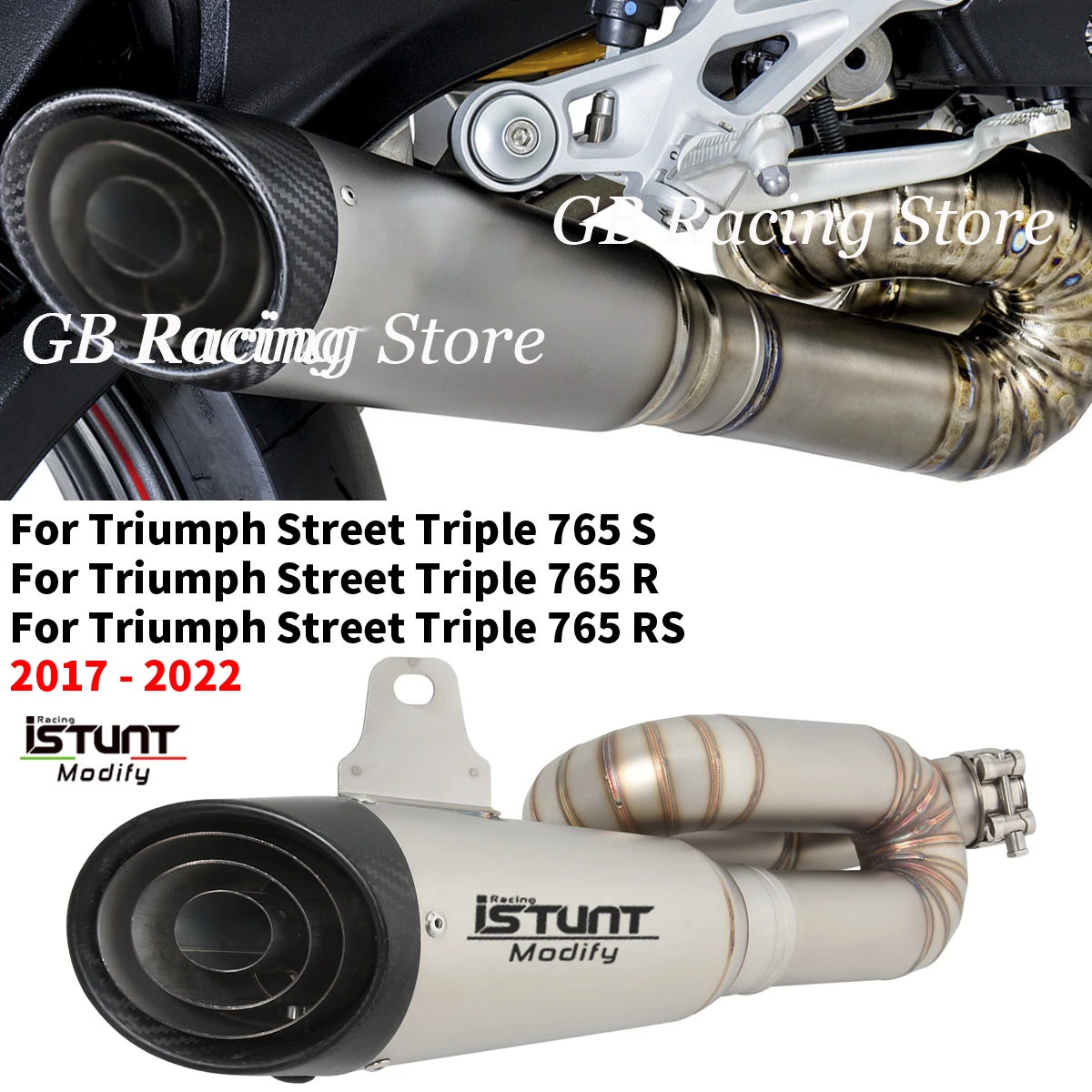 Slip für Triumph Street Triple 765 s r rs 2017-2023 Motorrad Auspuff anlage Escpae Moto Mid Link Rohr verbinden 51mm Schall dämpfer Image
