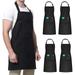 Chunhong 4 Piece Black Chef Apron Unisex Work Apron Waterproof Adjustable Apron with 2 Pockets Customized Apron for Restoration Kitchen Gardening Cleaning Painting