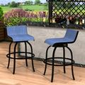 Prime Garden Set of 2 Patio Swivel Bar Stools All Weather Bar Dining Chair Blue