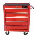 Lockable Rolling Tool Trolley with 5 Storage Drawers Multifunctional Metal Tool Cart with Wheels and Locking System Tool Box Cabinet for Garage Warehouse Workshop Repair Shop Red