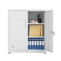 35.5 Metal Storage Cabinet with 2 Doors and 2 Adjustable Shelves Steel Lockable Garage Storage Cabinet with High-Grade Lock & Two Keys Metal File Cabinet for Home Office School Gym White