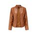 JBEELATE Women Faux Leather Casual Short Jacket Trendy Moto Biker Coat with Zipper Pockets for Spring and Fall