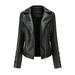 Beppter Women Jackets & Coats High-Quality Zipper Casual Leather Soft Motorcycle Leather Jacket Coat Black L