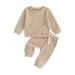 CIYCuIT Toddler Baby Girl Boy Pants Set Solid Color Long Sleeve Sweatshirt + Elastic Waist Sweatpants 2Pcs Tracksuit Outfits Infant Casual Daily Clothes 0-3 Years