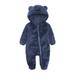 Fauean Toddler Girl Jumpsuits Babys Hooded Footed Coat Outerwear Warm and Lightweight Romper Navy Size 6