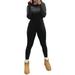 Women Wild Jumpsuits Solid Color Square Neck Long Sleeve Rompers