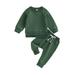 ASFGIMUJ Hoodies For Boys Clothes Solid Color Long Sleeve Pullover Sweatshirt Pants Set 2Pcs Fall Winter Outfit Boys Fashion Hoodies & Sweatshirts Green 6 Months-12 Months