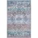 Rugs.com Francesca Collection Washable Rug â€“ 4 x 6 Blue Green Flatweave Rug Perfect For Entryways Kitchens Breakfast Nooks Accent Pieces