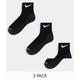 Nike Training unisex cushioned 3 pack of ankel socks in black