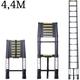 Axhup - 4.4M Telescoping Ladder, Portable Aluminum Telescopic Height Extension Multi Purpose Loft Ladder, 330 pound/152 kg Capacity All Black