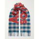 Acne Studios - Appliquéd Fringed Checked Wool-blend Scarf - Blue