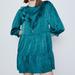 Zara Dresses | Nwt Zara Animal Print Mini Dress Ruffle M | Color: Black/Blue | Size: M