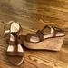 Kate Spade Shoes | Kate Spade New York Tianna Cork Wedge Platform Sandal Brown Woven Leather 9m Euc | Color: Brown | Size: 9