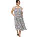 Torrid Dresses | 41. Torrid Nwt Floral Midi Dress, Sleeveless, High Neck, Tiered | Color: Green/White | Size: 3x