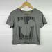 Disney Tops | Disney Gray Black Mickey Mouse Crop Short Sleeve Tee Shirt T Top Size Small | Color: Black/Gray | Size: S