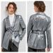 Anthropologie Jackets & Coats | Anthropologie Maeve Zada Metallic Silver Belted Blazer Size 8. Silver. Nwt | Color: Silver | Size: 16w