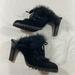 Coach Shoes | Coach Kristy Shoes Woman’s 9.5 Heel Slide On Clogs Suede Fur Laced Up Italy Made | Color: Black | Size: 9.5