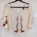 American Eagle Outfitters Tops | American Eagle Festival Boho Festival Floral Top Cream Ivory Embroidery Small | Color: Cream | Size: S