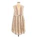 dRA Los Angeles Casual Dress - A-Line Plunge Sleeveless: Tan Print Dresses - Women's Size Large