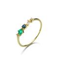 Lieson Woman's Ring Bands, 14K Yellow Gold Rings for Women Thin 4 Prong Multicolor Gemstone Anniversary Rings Yellow Gold Ring Size L 1/2