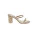 Dolce Vita Mule/Clog: Slip-on Chunky Heel Boho Chic Tan Print Shoes - Women's Size 7 1/2 - Open Toe