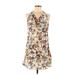 Casual Dress - Shift Cowl Neck Sleeveless: Ivory Paisley Dresses - New - Women's Size Medium - Print Wash