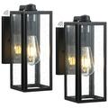 GOALPLUS Dusk to Dawn Outdoor Wall Lights, Exterior Wall Mount, Outside Porch Wall Lighting Fixture /Glass in Black/Gray | Wayfair LMMS2251-DN-S-2P