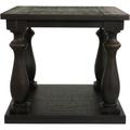 Signature Design By Ashley Mallacar Traditional Square End Table w/ Floor Shelf, Black Wood in Black/Brown | 25 H x 24 W x 27 D in | Wayfair T880-3