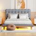 Everly Quinn Zennure Upholstered Platform Bed Metal in Gray | 40 H x 67 W x 85.8 D in | Wayfair 1298517838264F568640F0607E1E474B