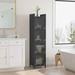 Latitude Run® 4-Tier Free Standing Storage Cabinet, Metal Storage Cabinet, Tall Corner Cabinet Glass in Black | Wayfair