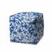 Wrought Studio™ 17" Blue & White Polyester Cube Abstract Indoor Outdoor Pouf Ottoman Polyester | 17 H x 17 W x 17 D in | Wayfair