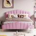 Mercer41 Tunisha Queen Platform Bed Frame w/ Headboard Upholstered in Pink | 41.49 H x 64.49 W x 85.59 D in | Wayfair